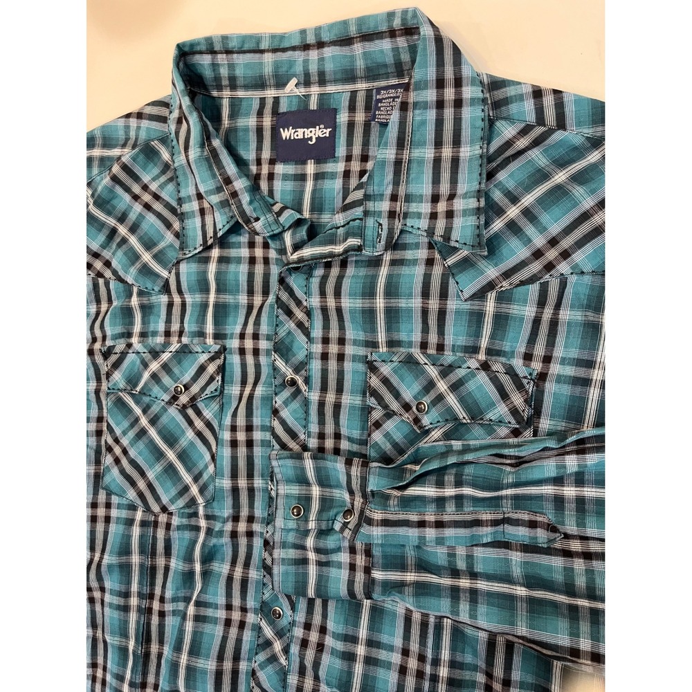 Wrangler Mens Big & Tall 3X Plaid Pearl Snap Button Western‎ Shirt Rodeo Cowboy